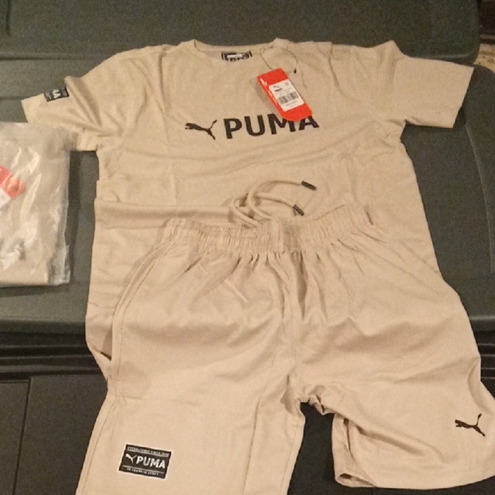 Puma Light Tan Tee and Shorts Combo
